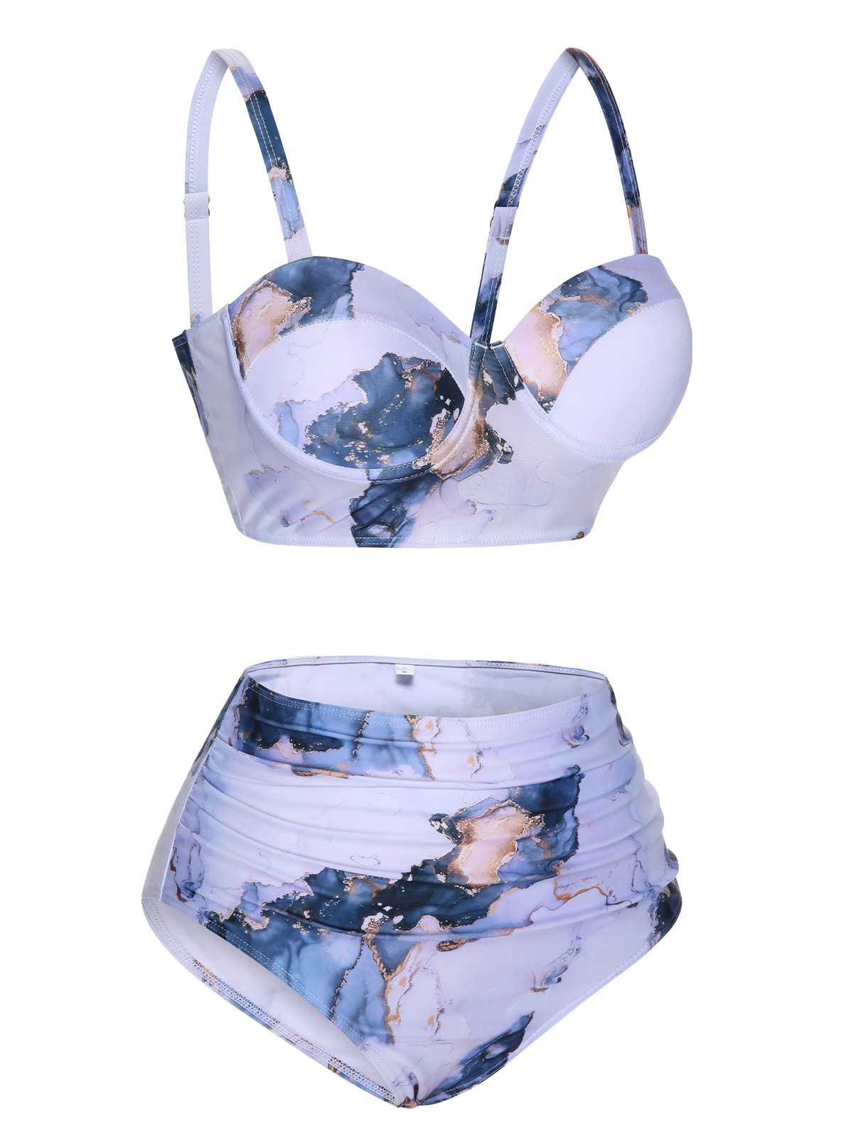 1960s Print Spaghetti Strap Swimsuit - Image 6