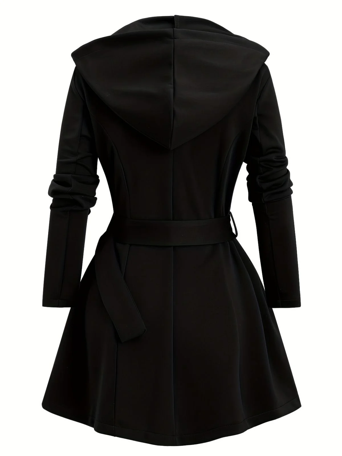 1960s Punk Hooded Zipper Belted Midi Jacket - Image 8