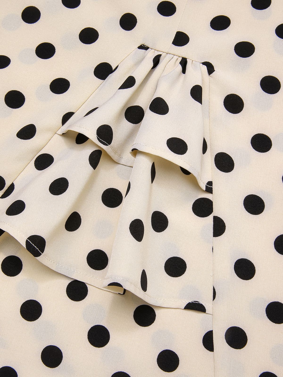 Beige 1960s Polka Dot Square Neck Puff Dress - Image 7