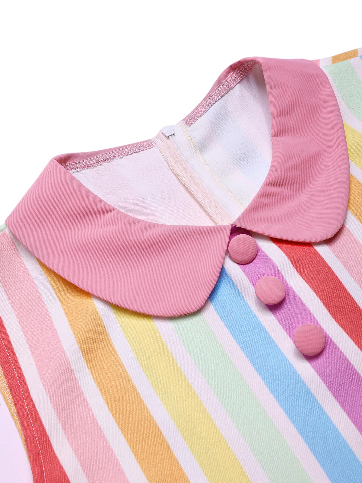1960s Rainbow Stripe Heart Pocket Dress - Image 5