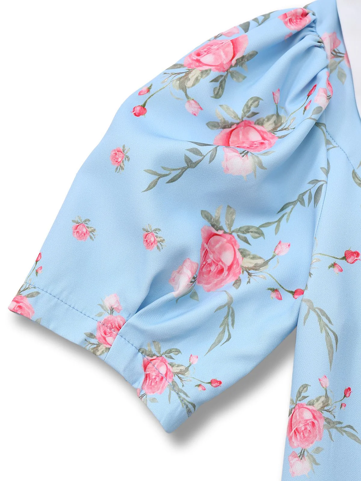 1960s Rose Puff Sleeve Chelsea Collar Mini Dress - Image 6