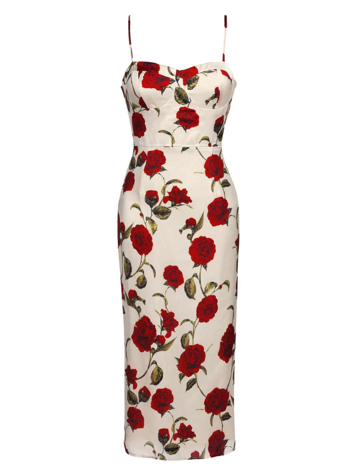 1960s Rose Suspender Pencil Dress - Image 4