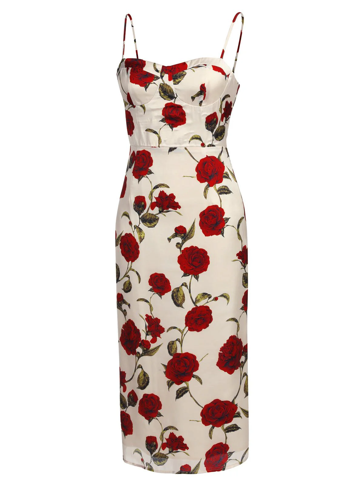 1960s Rose Suspender Pencil Dress - Image 3