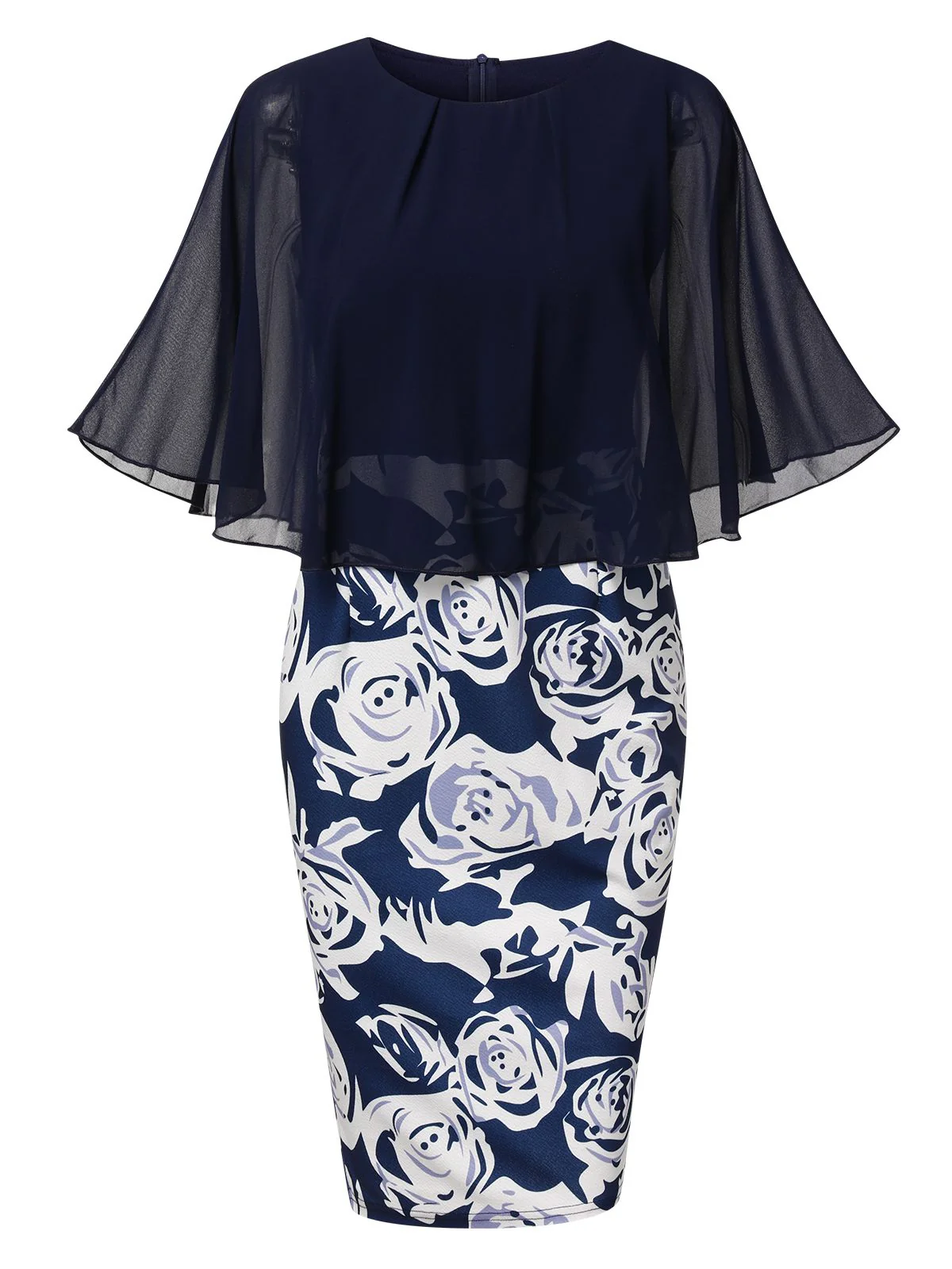 1960s Round Neck Mesh Cape Dress - Image 2