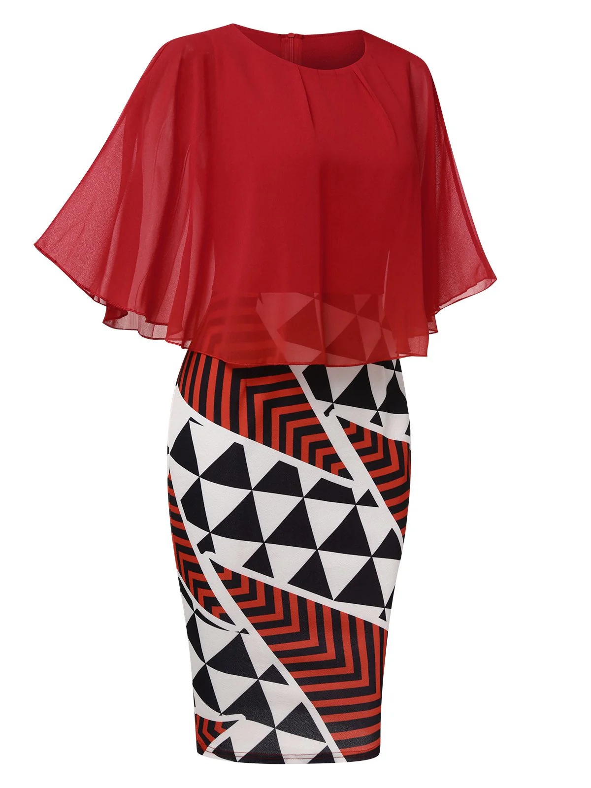 1960s Round Neck Mesh Cape Dress - Image 4