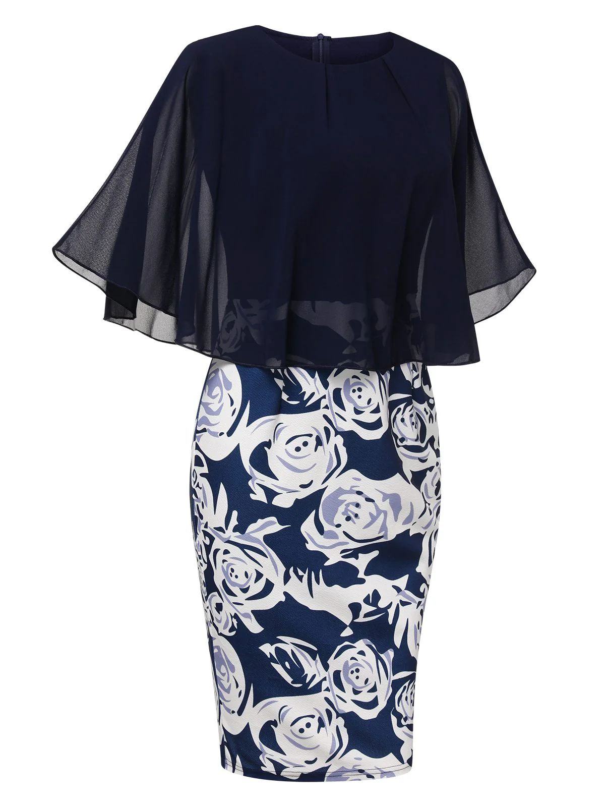 1960s Round Neck Mesh Cape Dress - Image 7