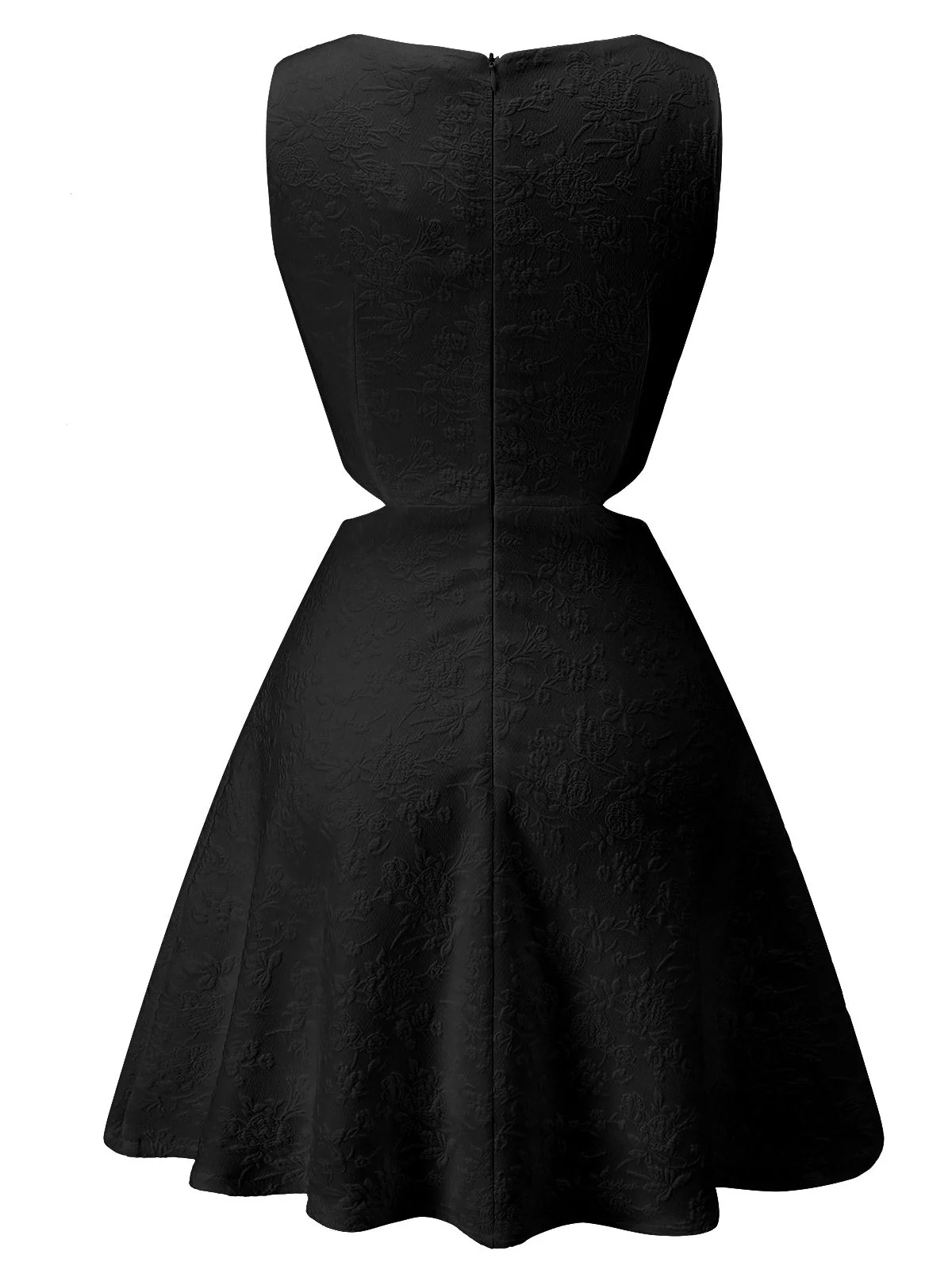 1960s Round Neck Solid Floral Sleeveless Dress - Image 2