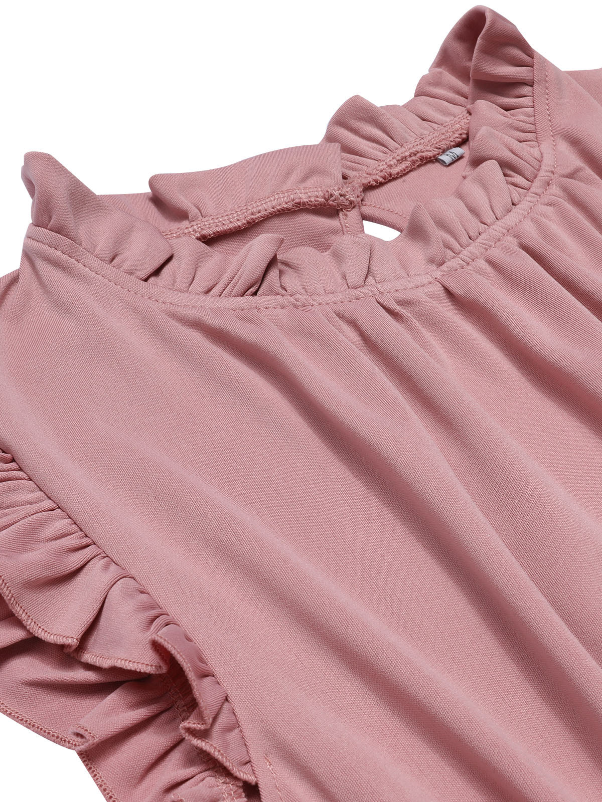 1960s Ruffles Sleeve High Waist Wide-Leg Belted Jumpsuit - Image 10
