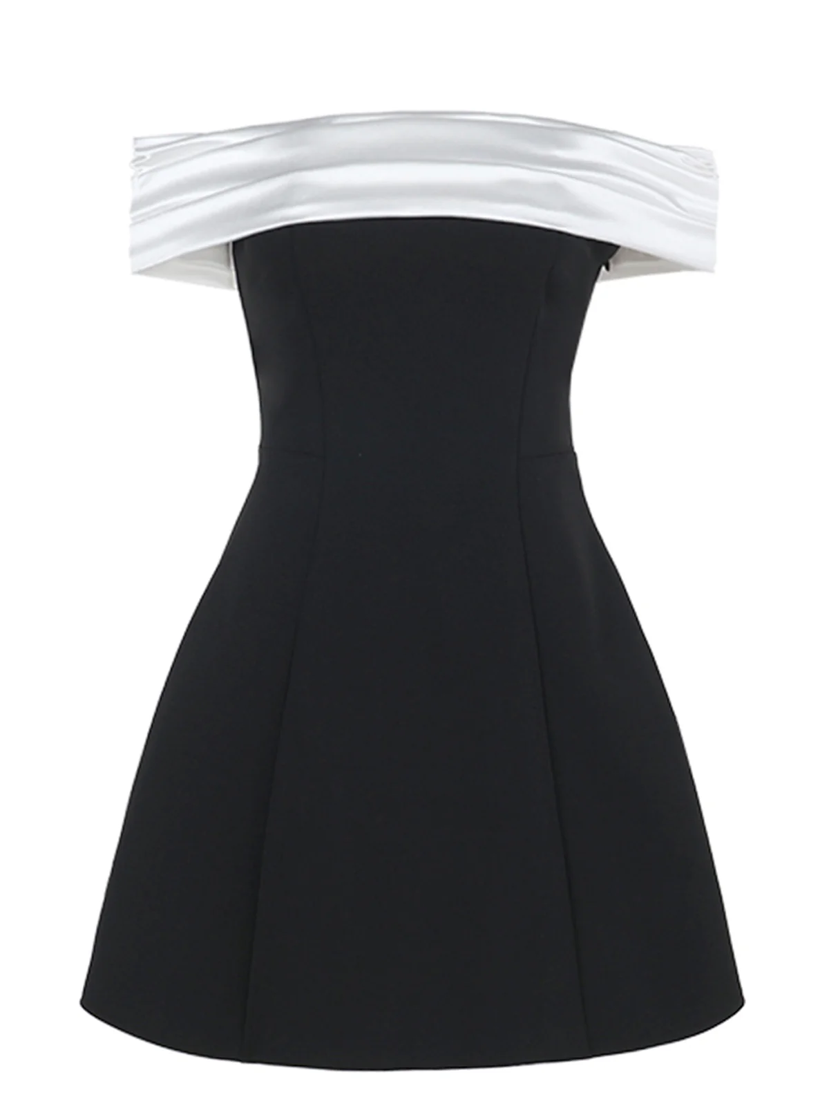 1960s Satin Patchwork Off-shoulder Babydoll Dress - Image 4