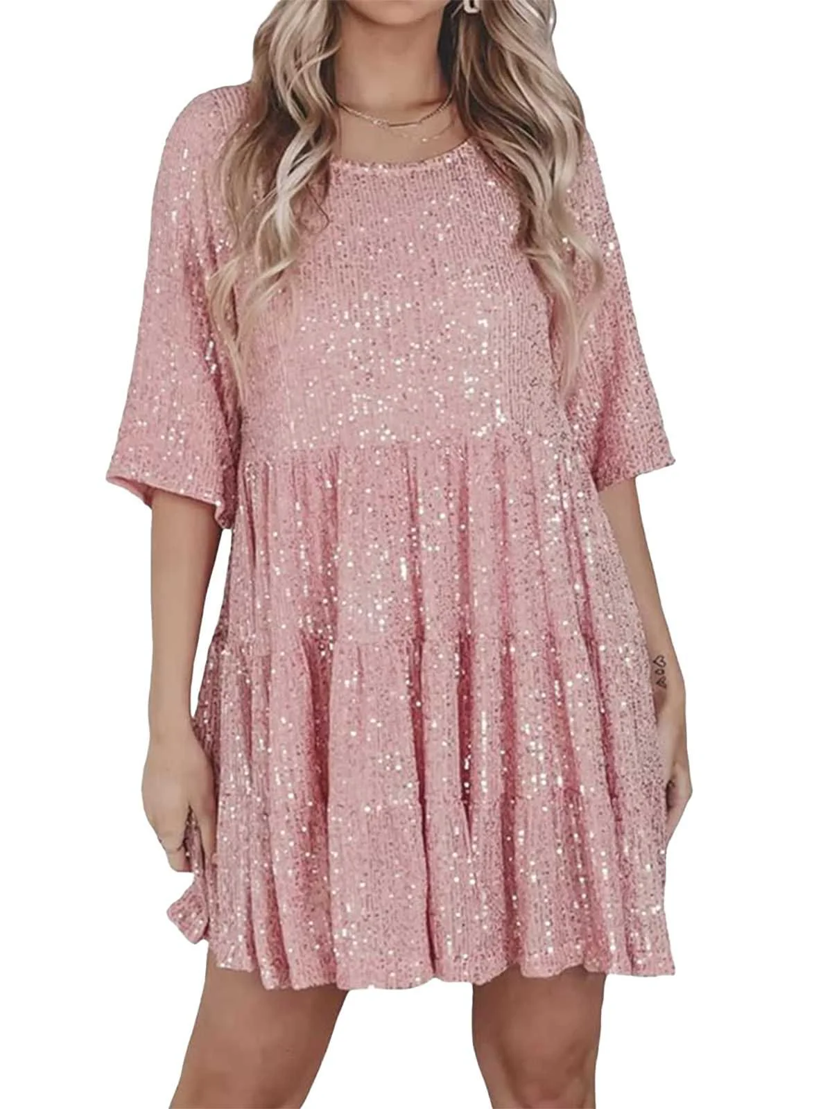 1960s Sequin Tiered Babydoll Dress - Image 10