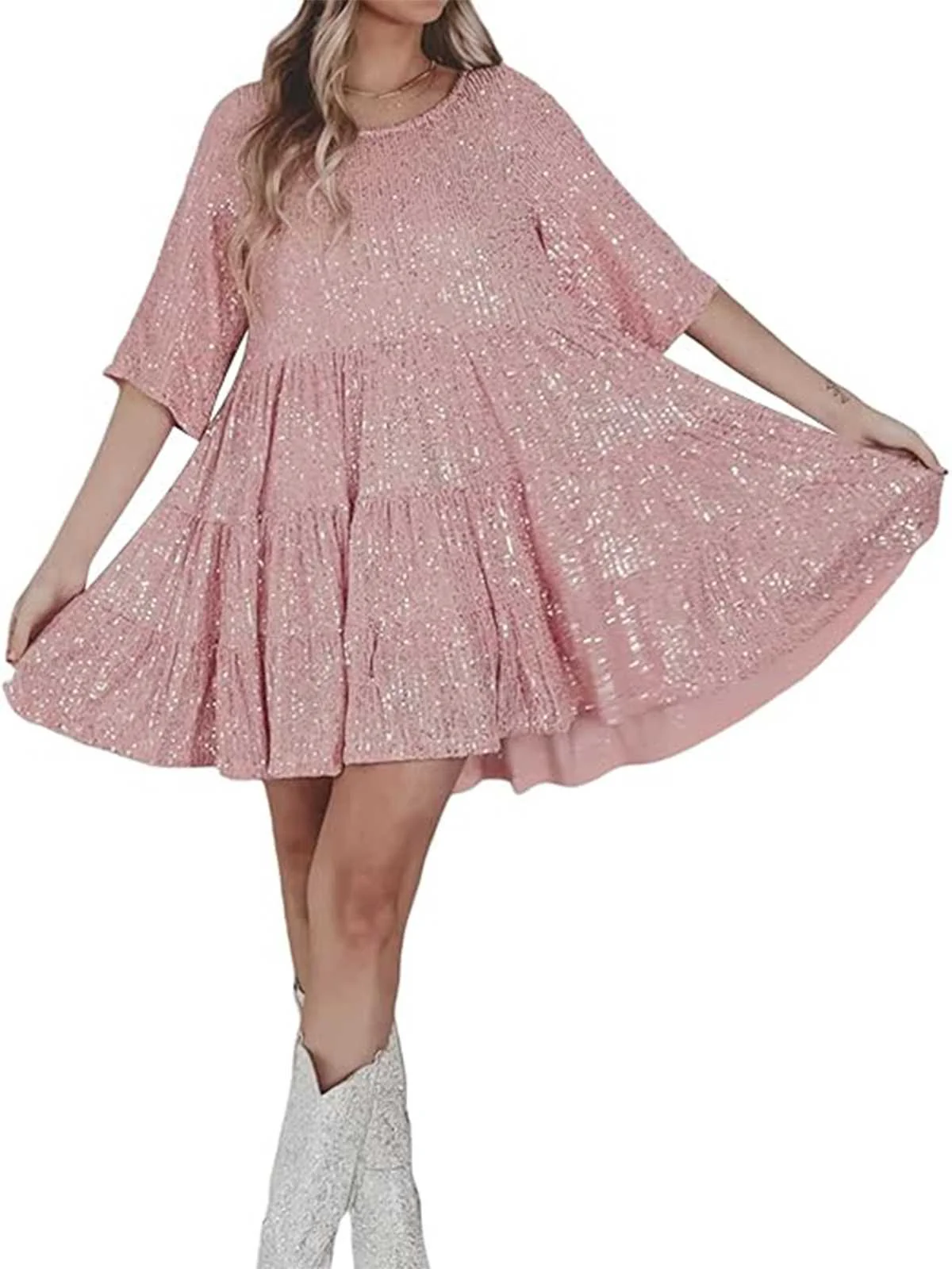 1960s Sequin Tiered Babydoll Dress - Image 11