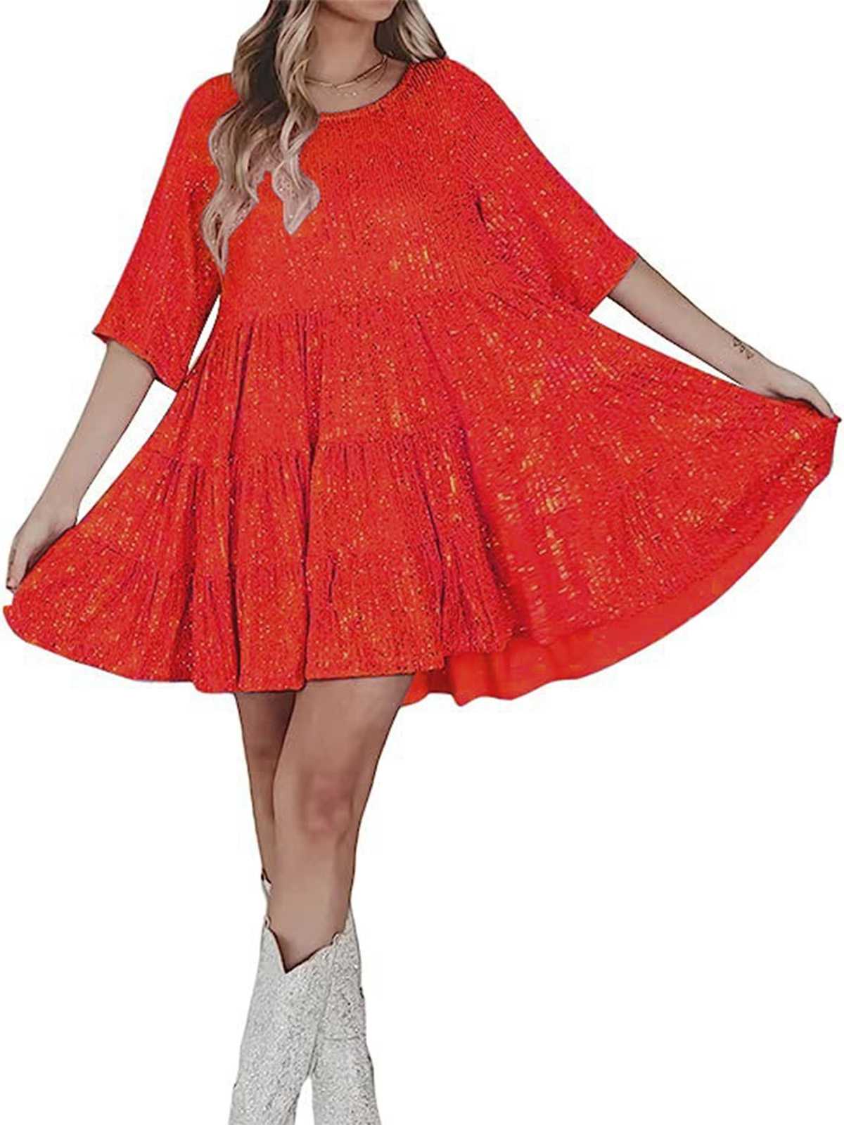 1960s Sequin Tiered Babydoll Dress - Image 13