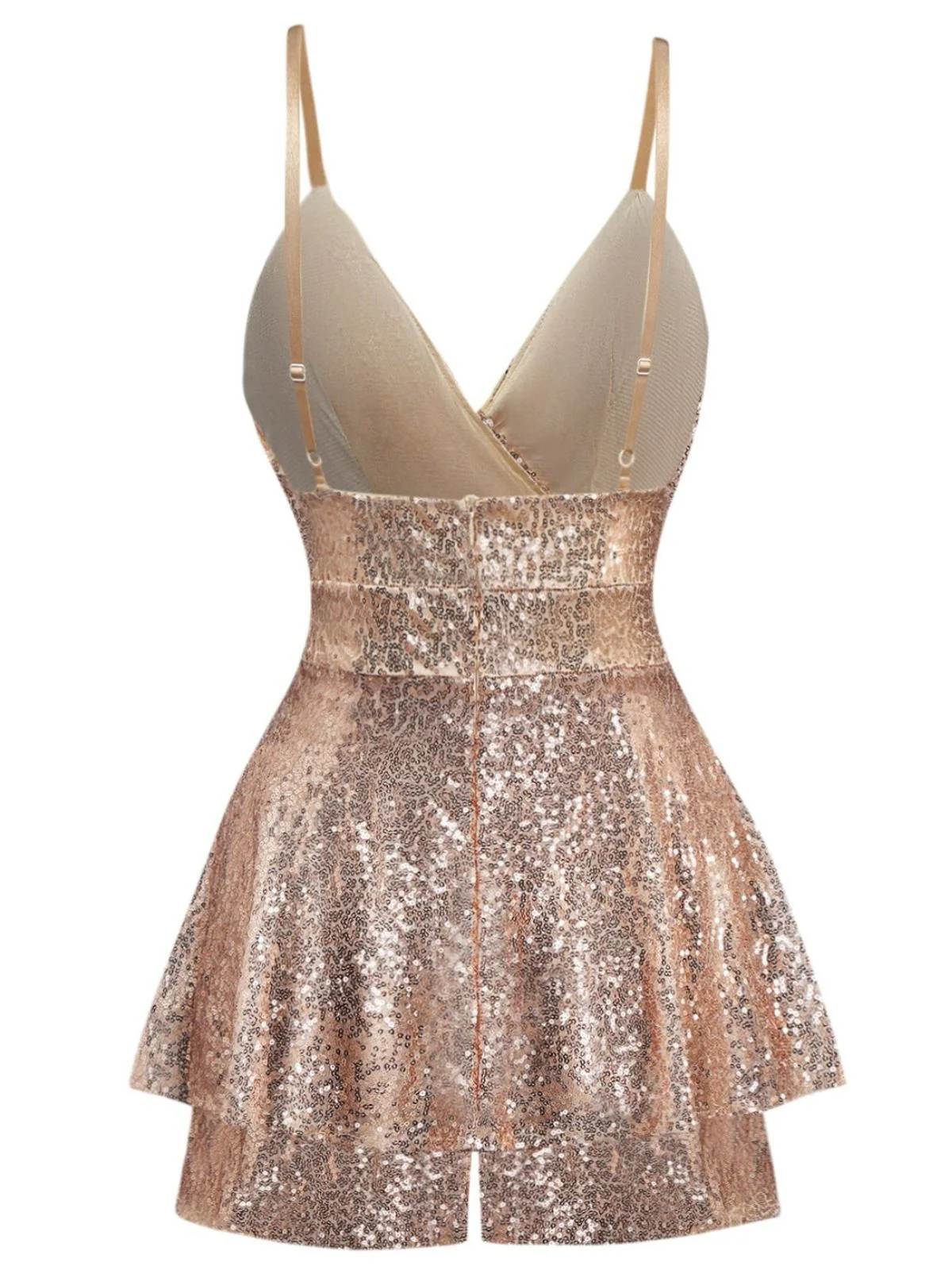 1960s Sequined Strappy V-Neck Culotte Romper - Image 2