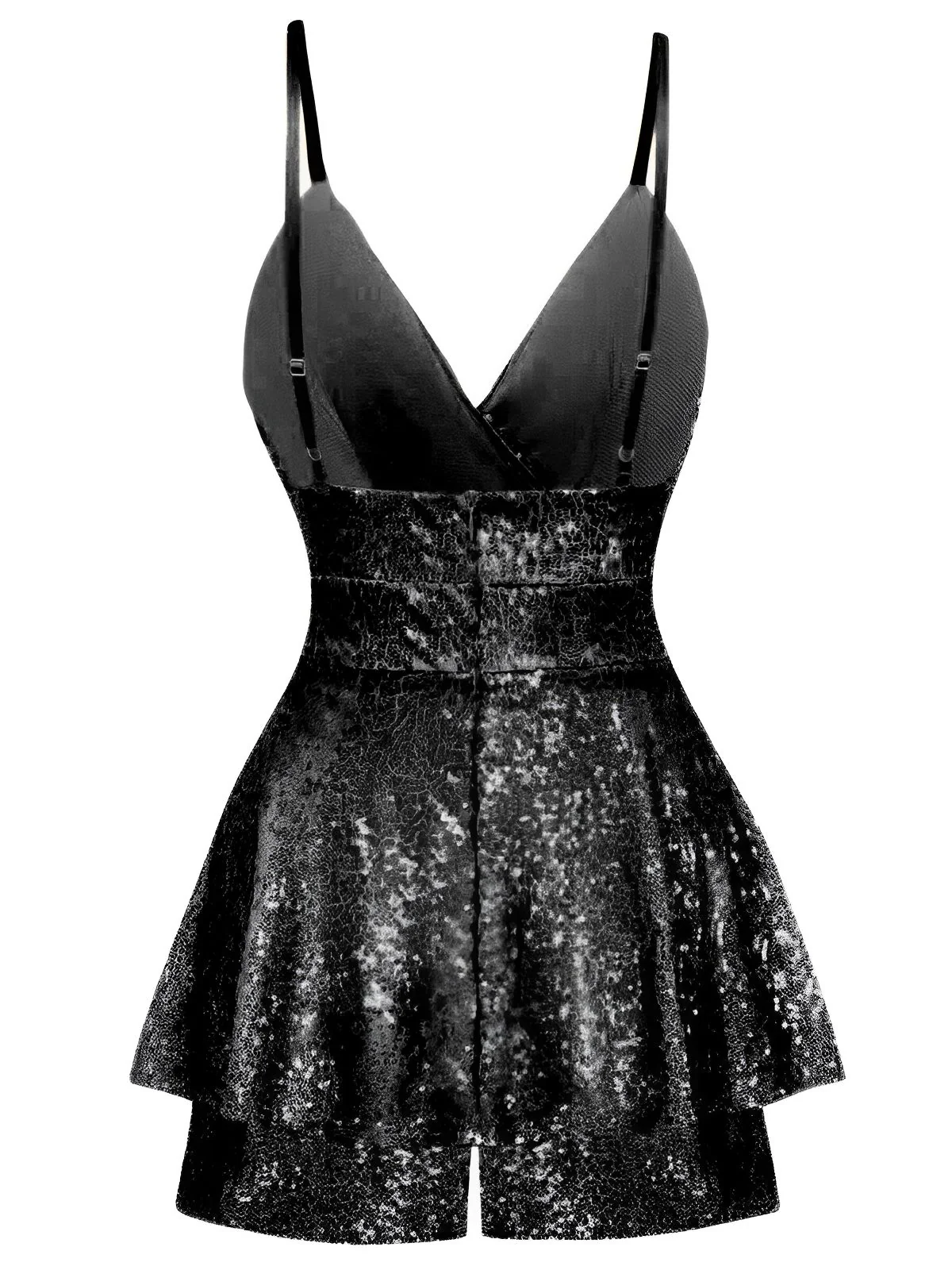 1960s Sequined Strappy V-Neck Culotte Romper - Image 6