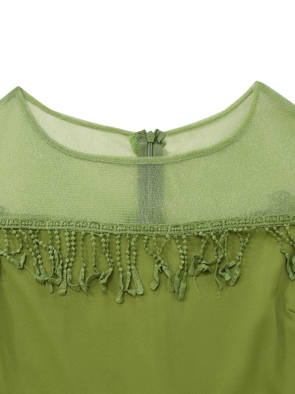 1960s Sheer Fringe Belted Bodycon Dress - Image 12