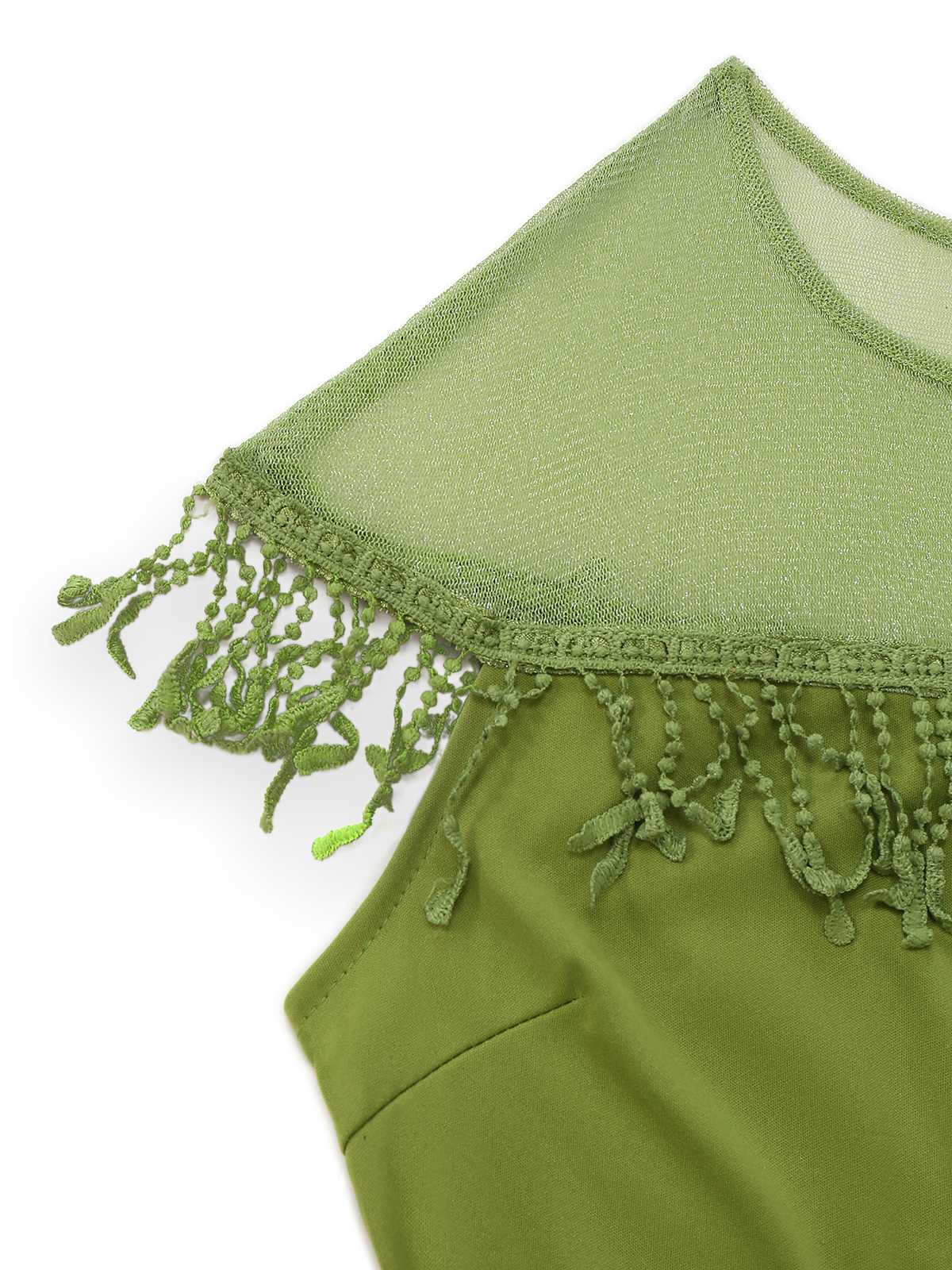 1960s Sheer Fringe Belted Bodycon Dress - Image 13