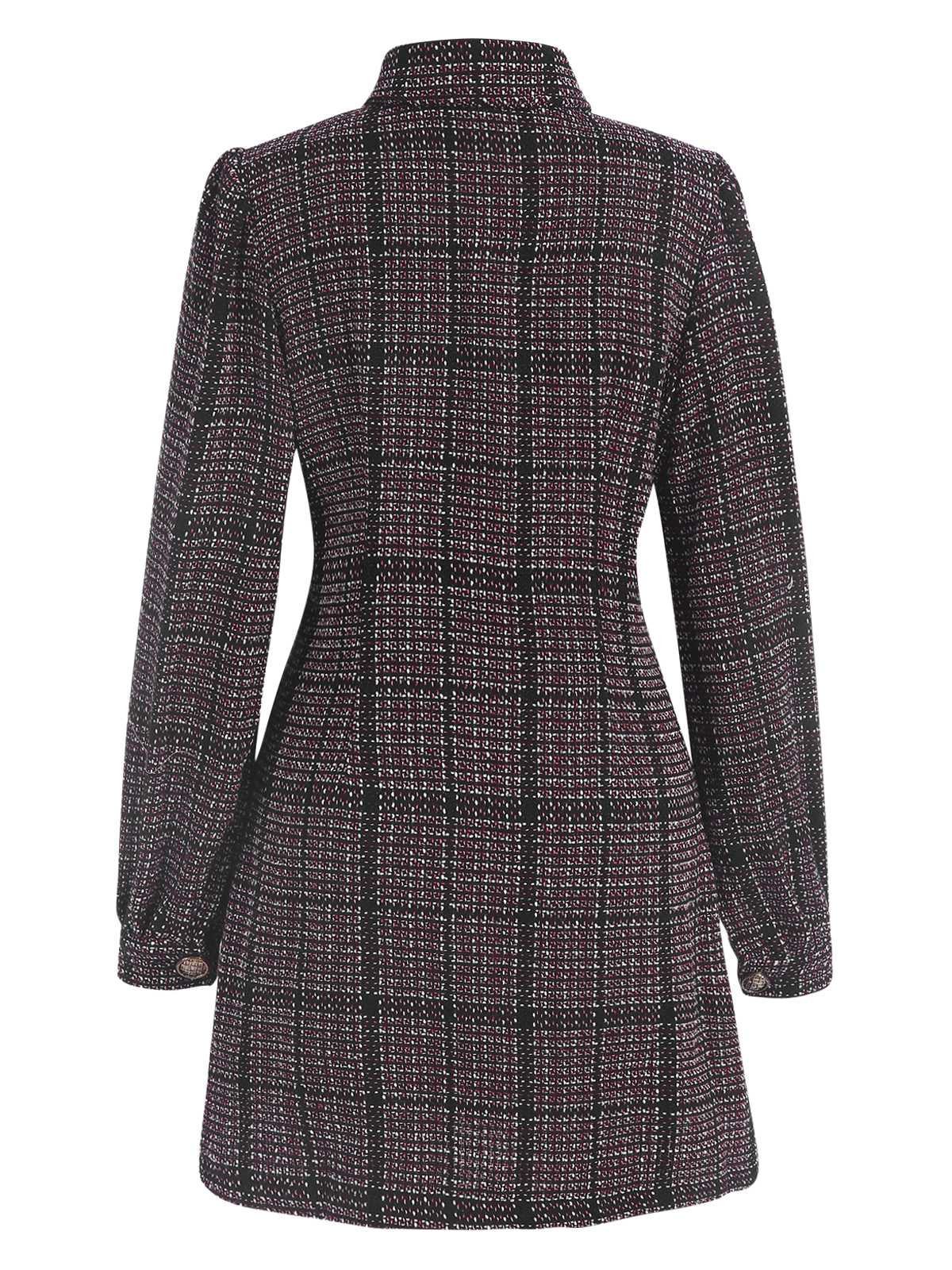 1960s Shirt Collar Lantern Sleeve Plaids Dress - Image 3