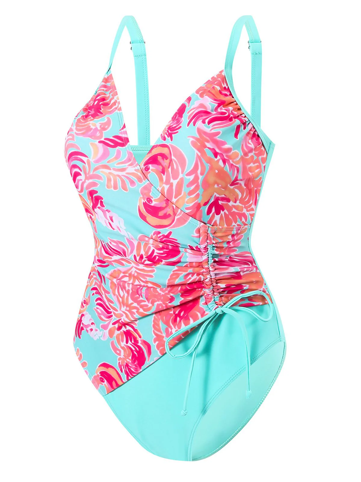 1960s Side-Laced V-Neck One-Piece Swimsuit - Image 8