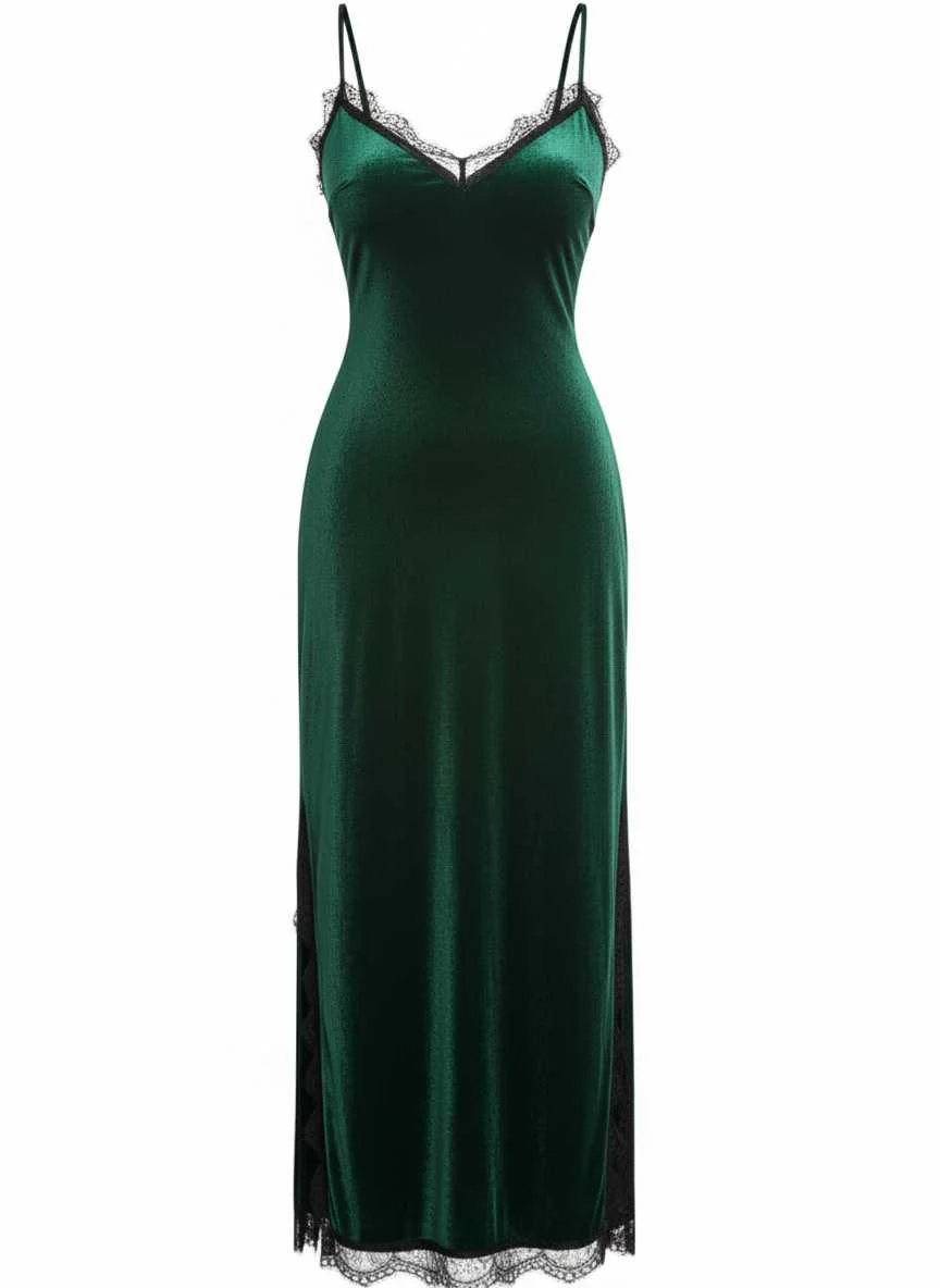 1960s Slip Velvet Lace Nightgown - Image 6