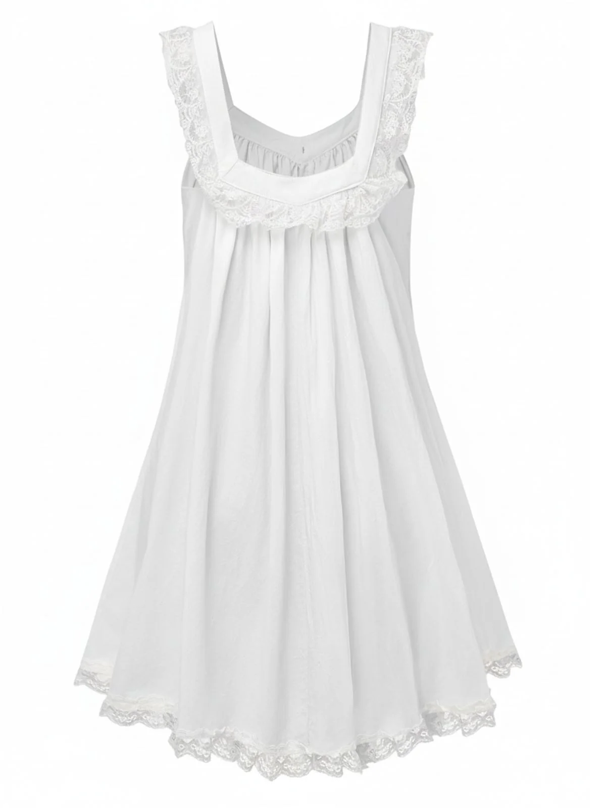 1960s Solid Bow Backless Lace Babydoll Dress - Image 8
