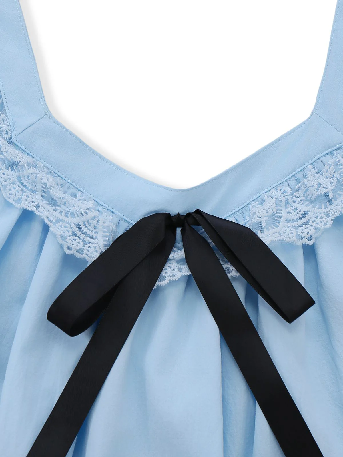 1960s Solid Bow Backless Lace Babydoll Dress - Image 4