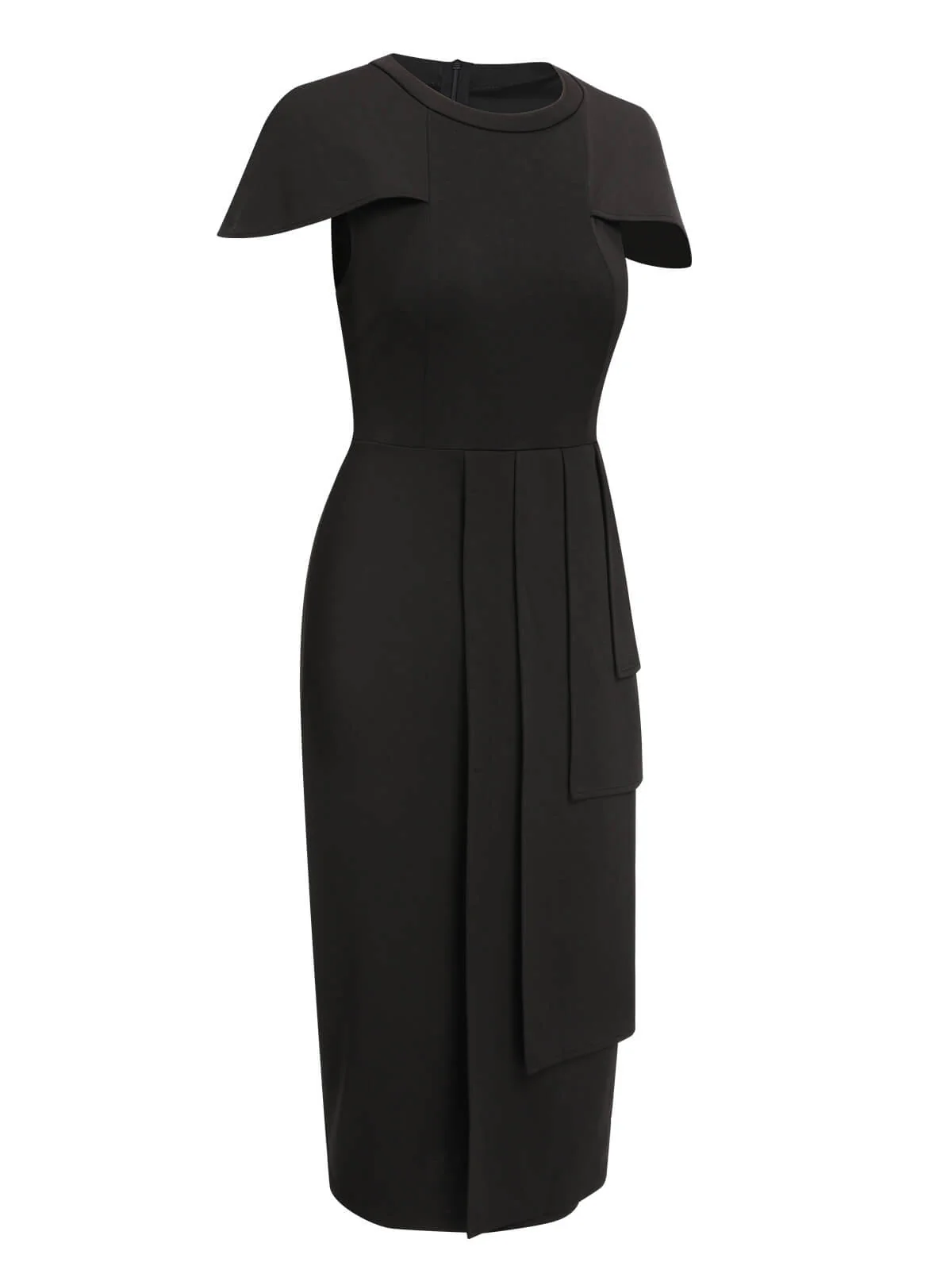 1960s Solid Cap Sleeved Pencil Dress - Image 3