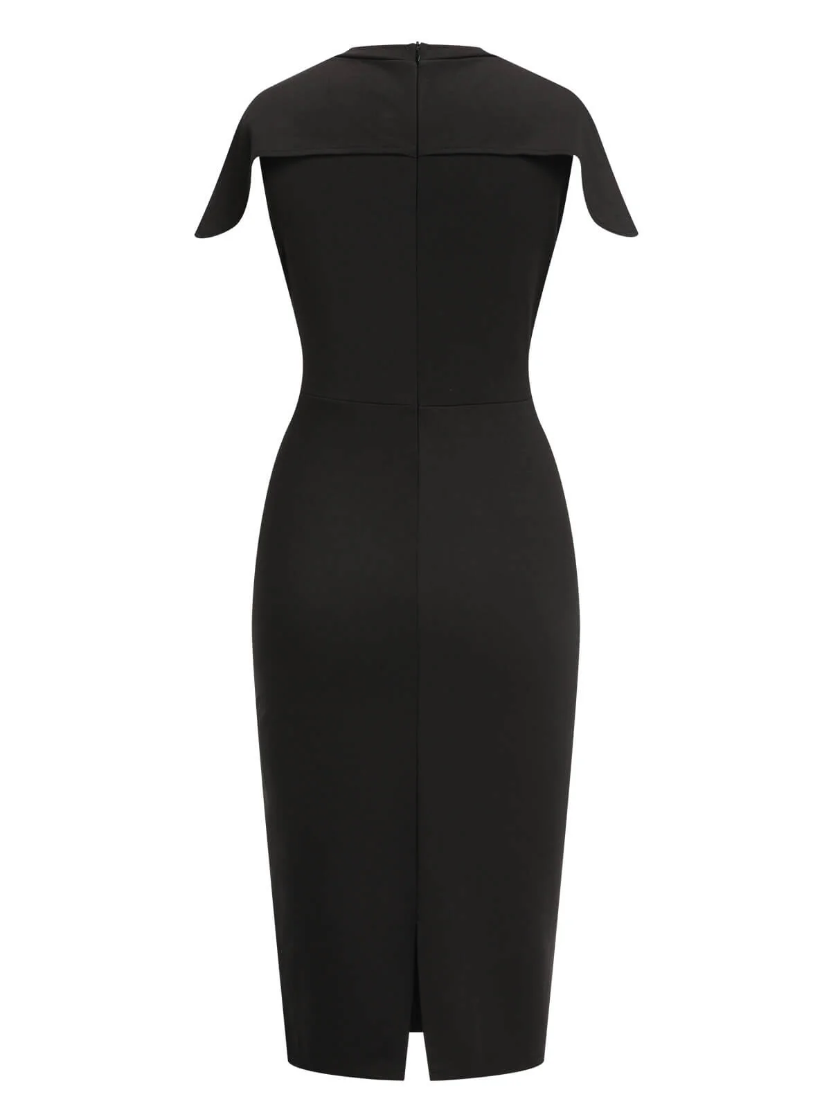 1960s Solid Cap Sleeved Pencil Dress - Image 4