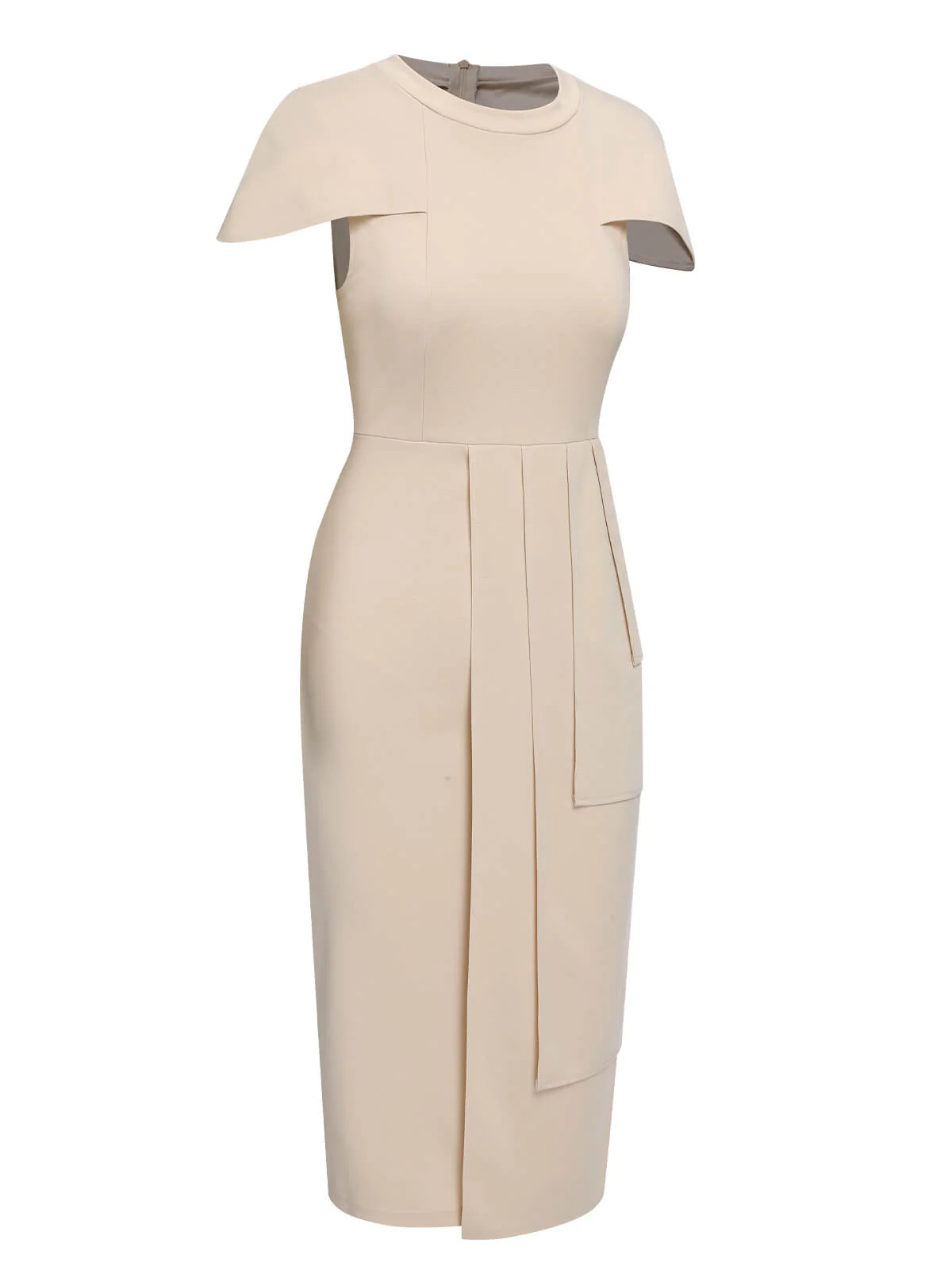 1960s Solid Cap Sleeved Pencil Dress - Image 6