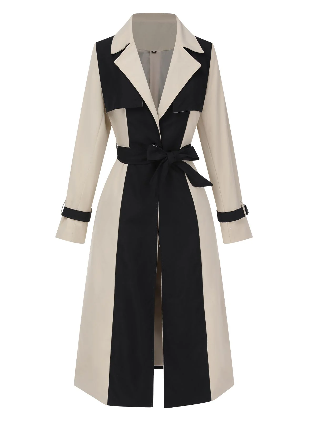 1960s Solid Color Patchwork Belt Coat - Image 2