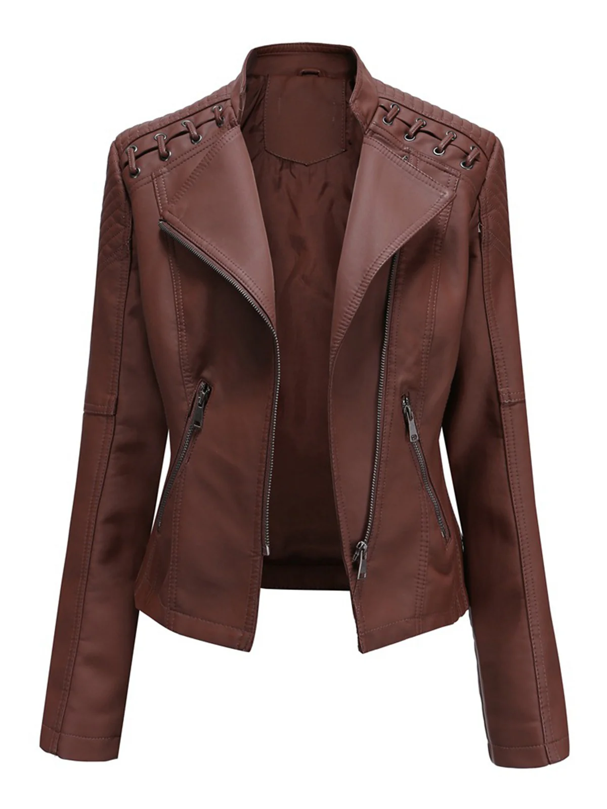 1960s Solid Faux Leather Motorcycle Jacket - Image 2