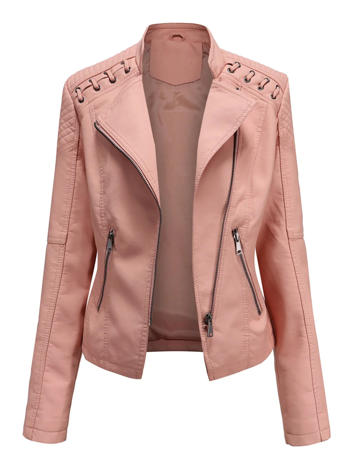 1960s Solid Faux Leather Motorcycle Jacket - Image 3