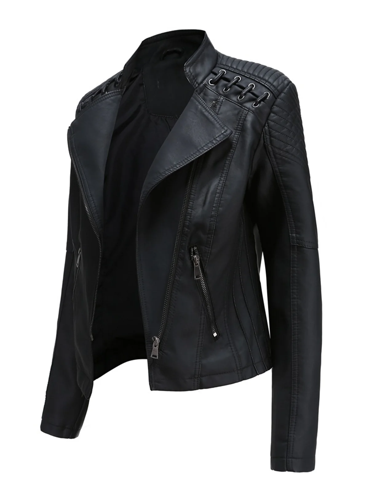 1960s Solid Faux Leather Motorcycle Jacket - Image 4