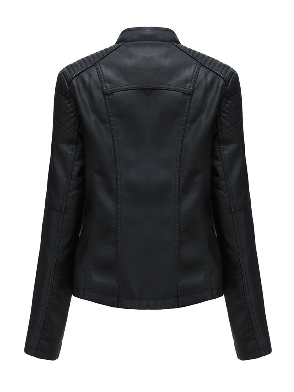 1960s Solid Faux Leather Motorcycle Jacket - Image 5