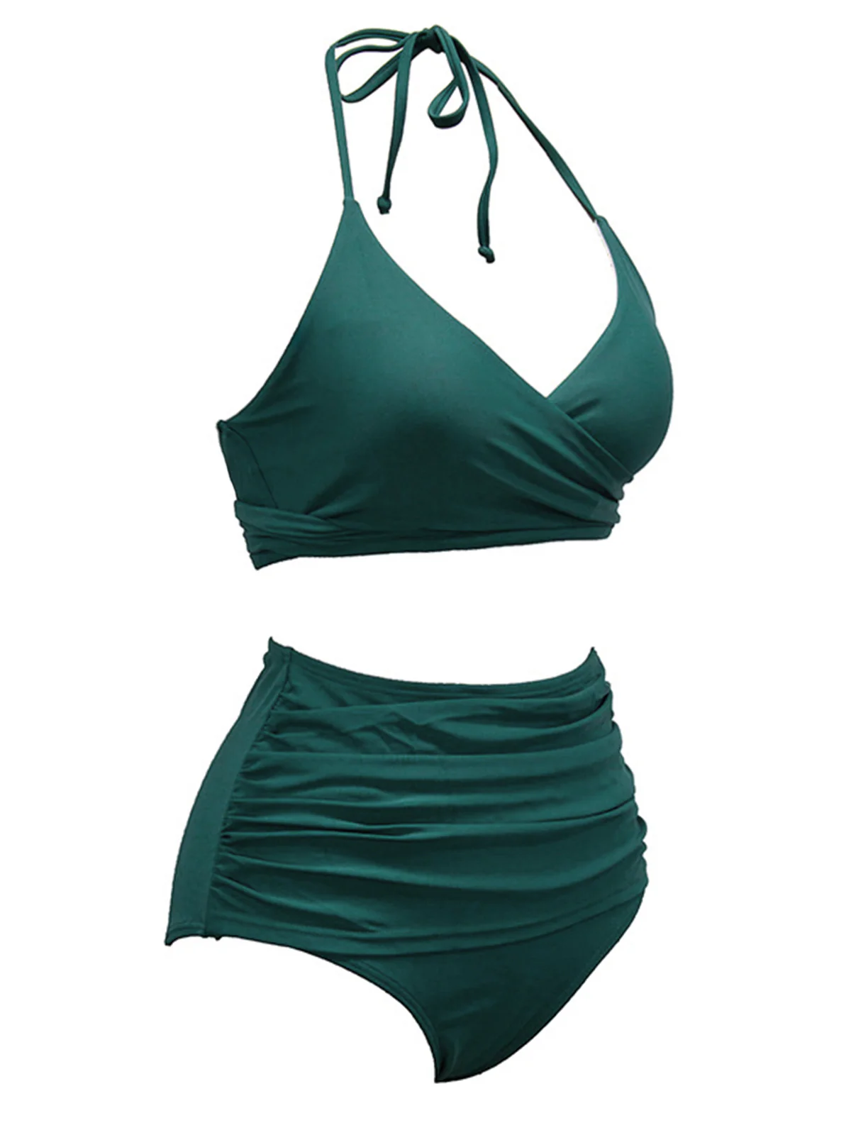 1960s Solid Halter Lace-Up Swimsuit - Image 2