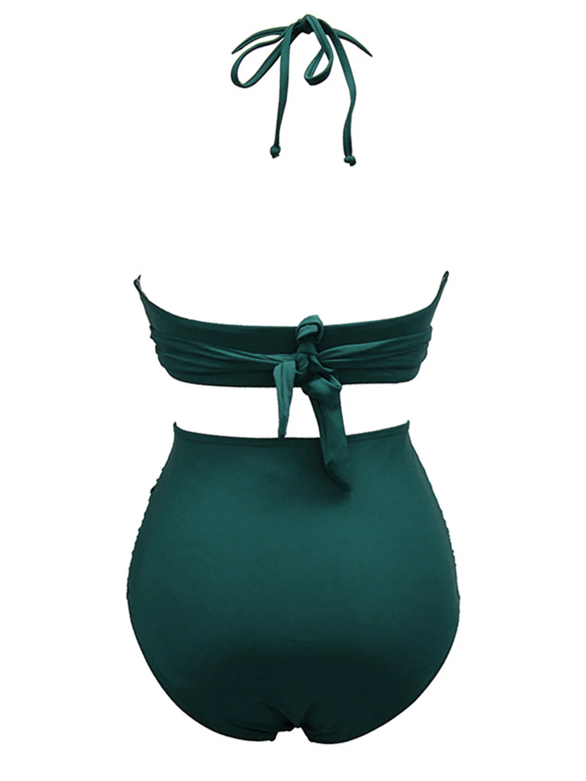 1960s Solid Halter Lace-Up Swimsuit - Image 3