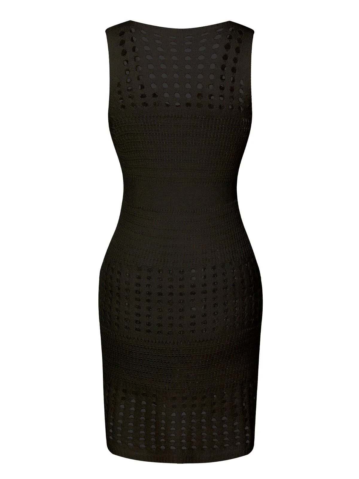 1960s Solid Hollow Out Sleeveless Knit Dress - Image 12