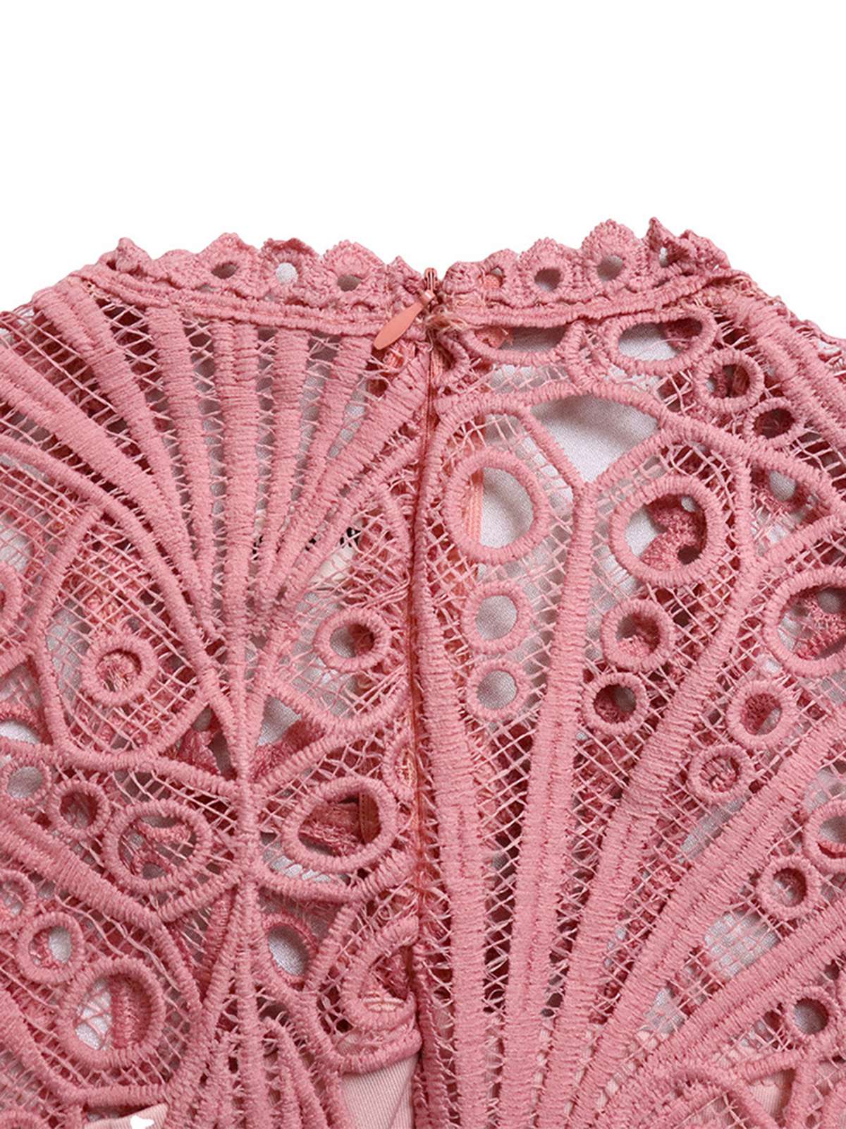 1960s Solid Lace Crochet Pleated Belted Dress - Image 16