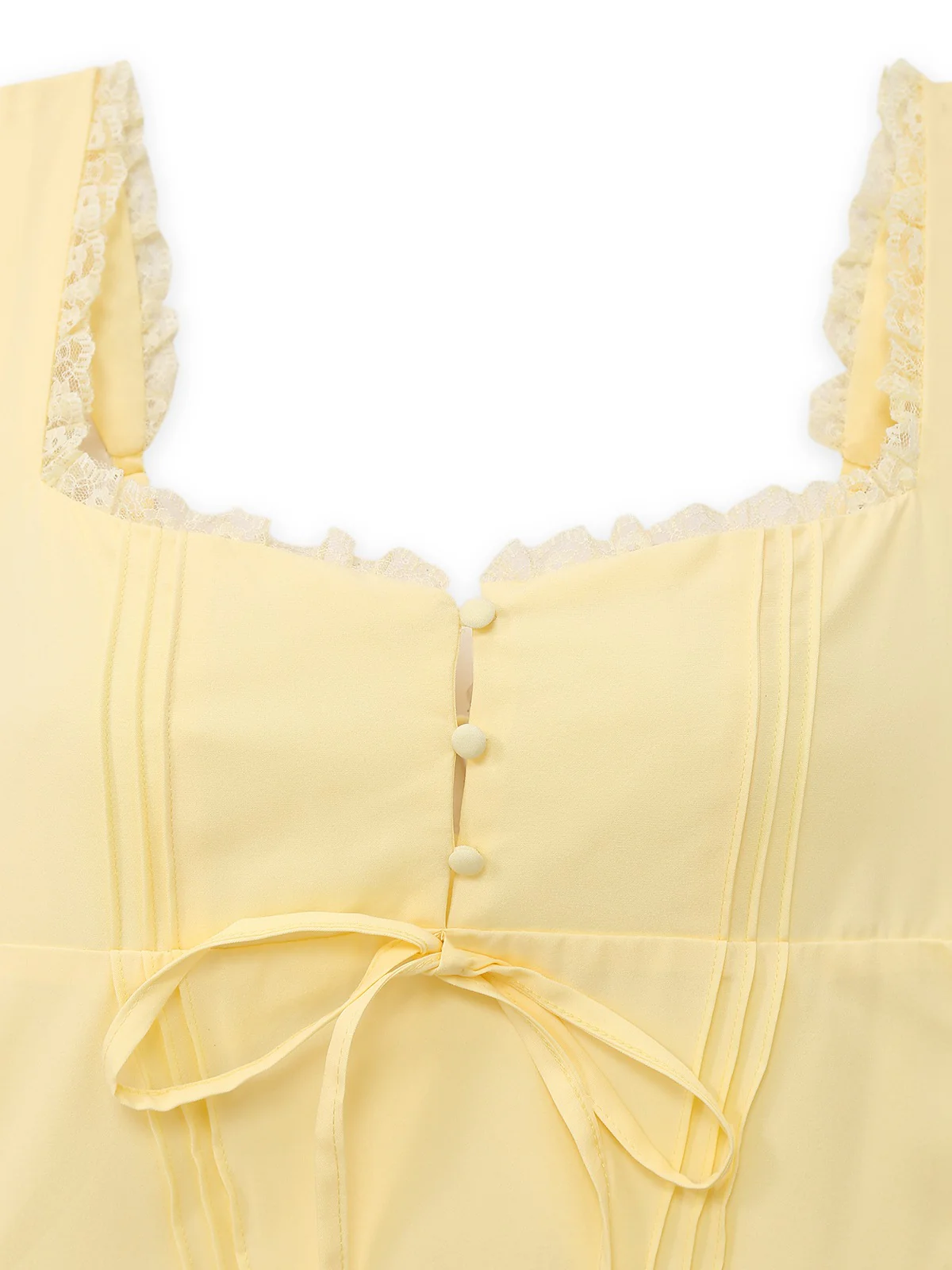 1960s Solid Lace Straps Lace-Up Skater Dress - Image 4