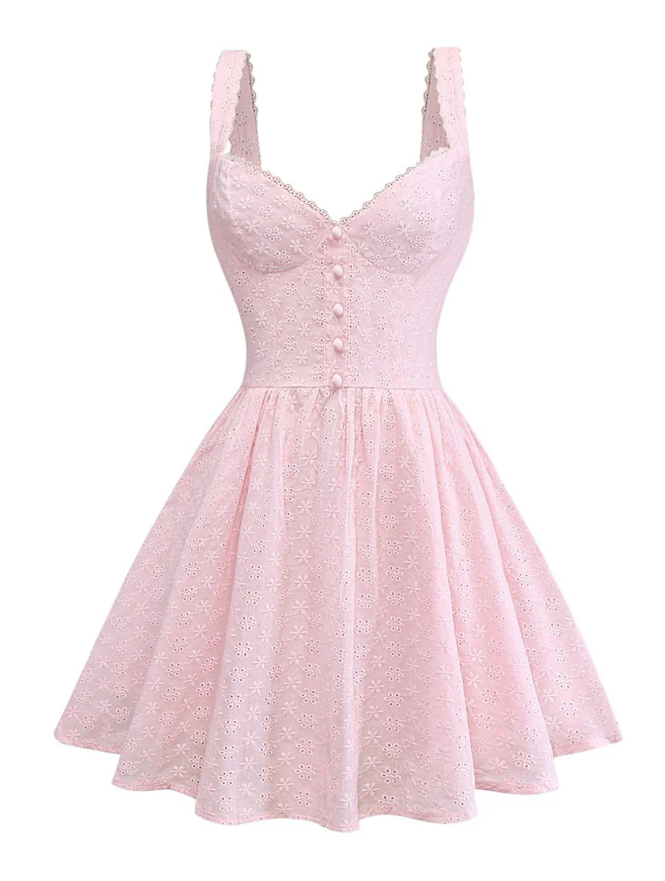 1960s Solid Lace Trim Deep V-Neck Mini Dress - Image 2