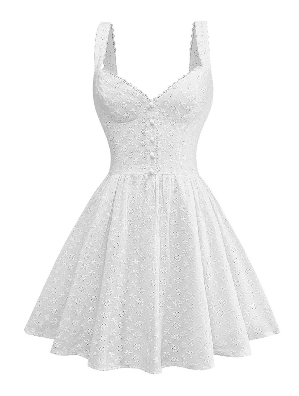 1960s Solid Lace Trim Deep V-Neck Mini Dress - Image 8