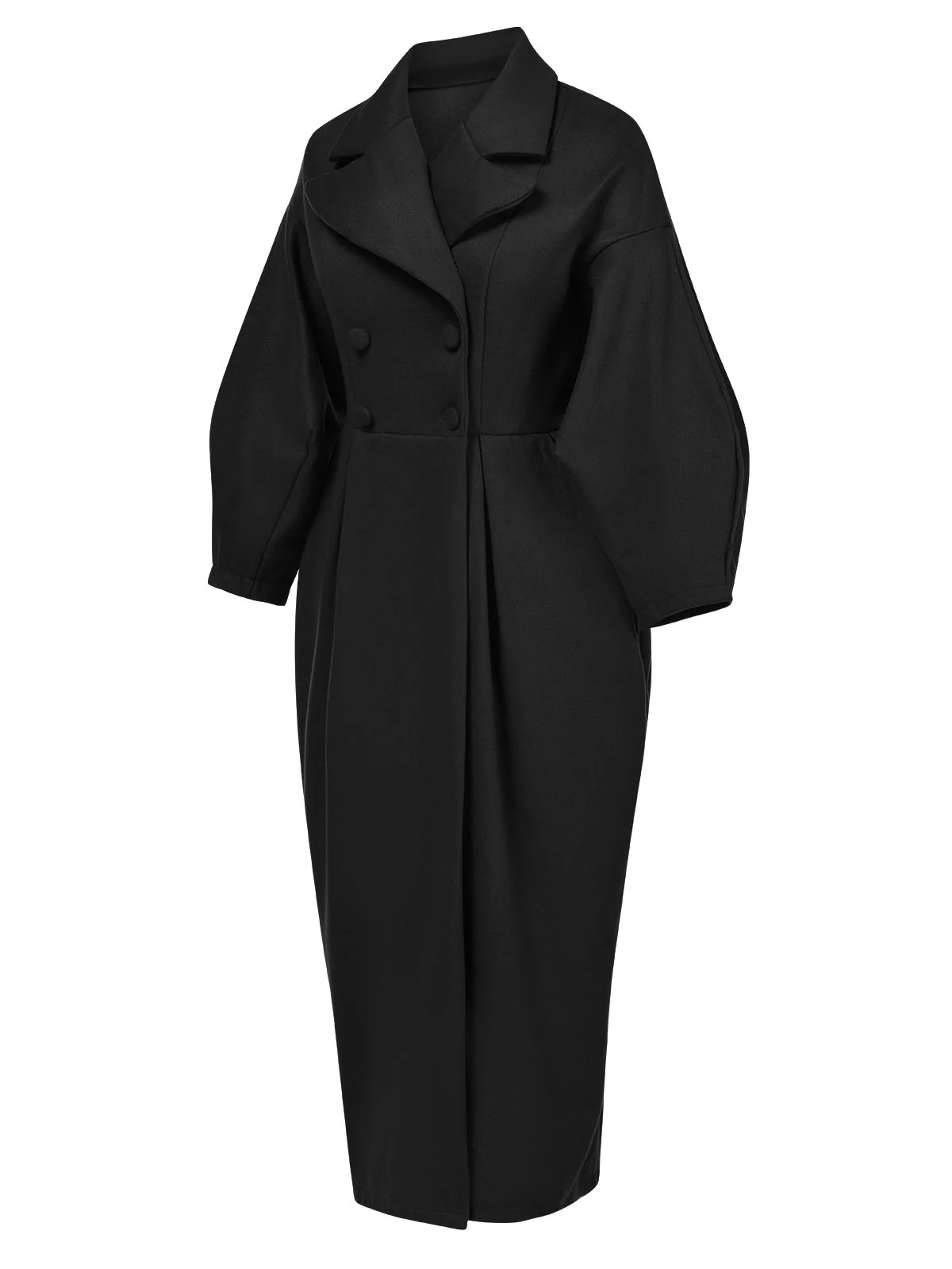 1960s Solid Lantern Sleeves Wide Lapel Coat - Image 3