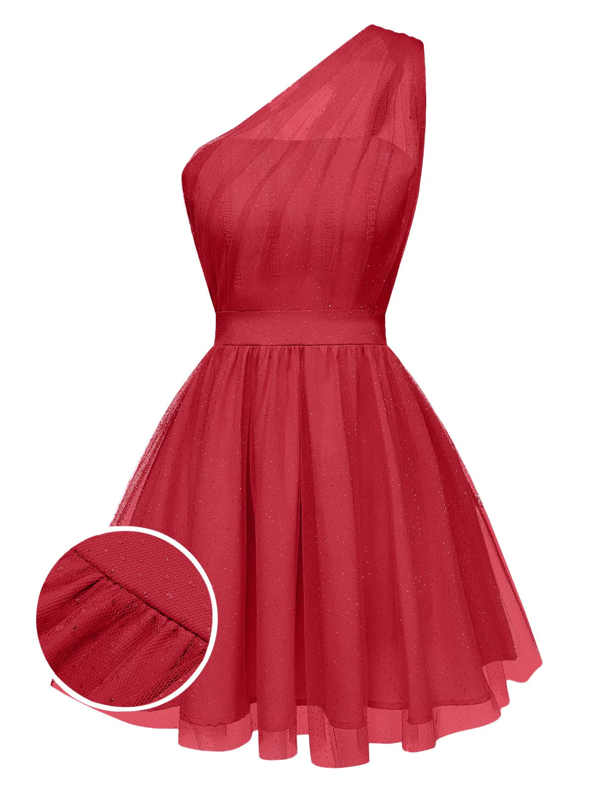 1960s Solid Mesh One Shoulder Dress - Image 10