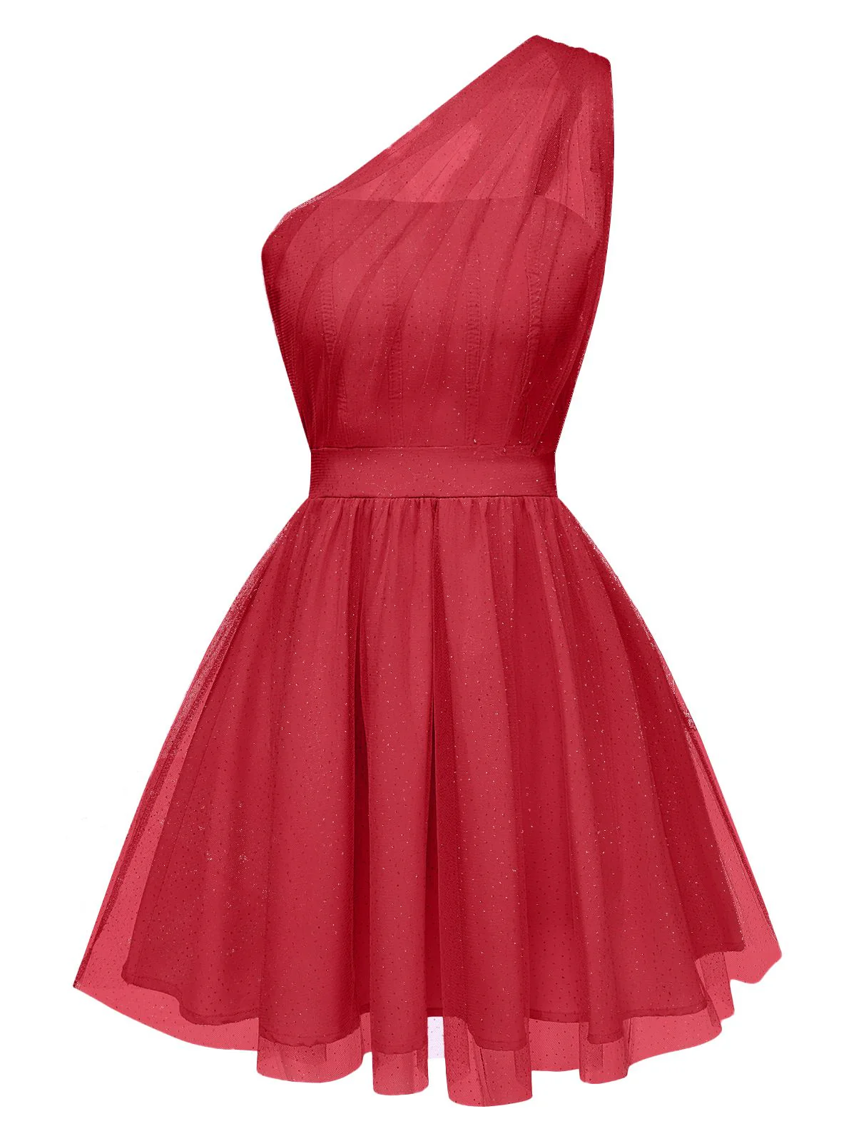 1960s Solid Mesh One Shoulder Dress - Image 11