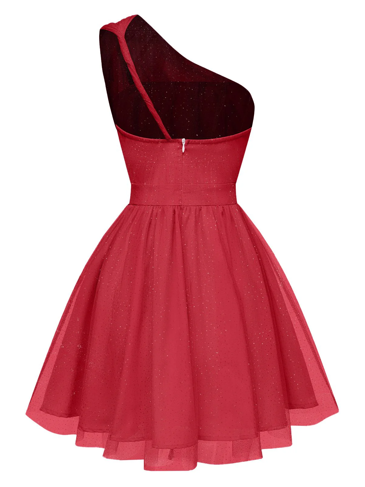 1960s Solid Mesh One Shoulder Dress - Image 12