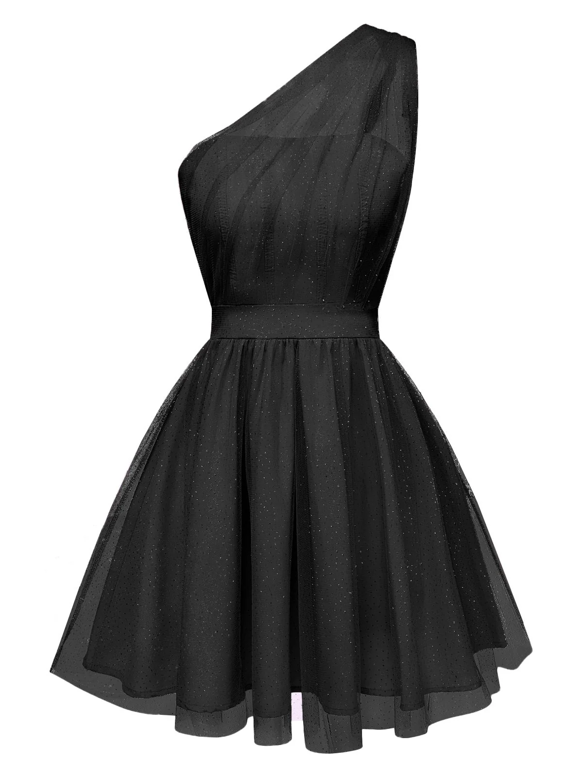 1960s Solid Mesh One Shoulder Dress - Image 2