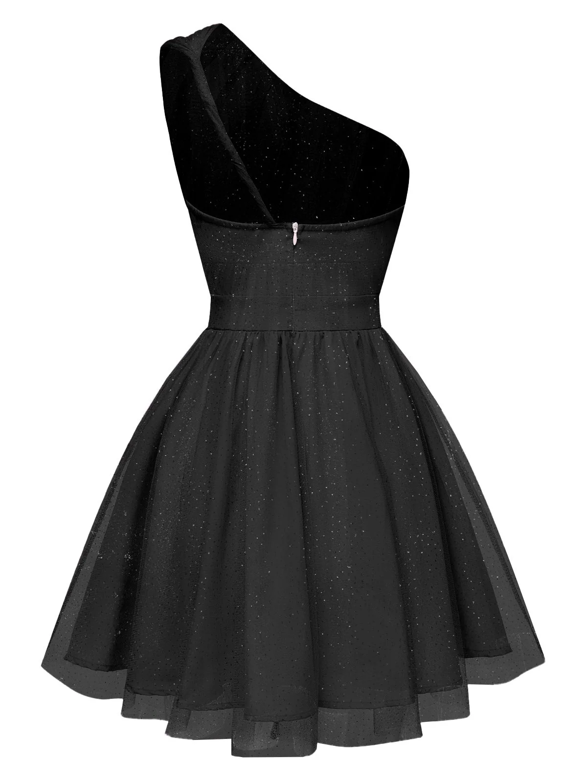1960s Solid Mesh One Shoulder Dress - Image 3
