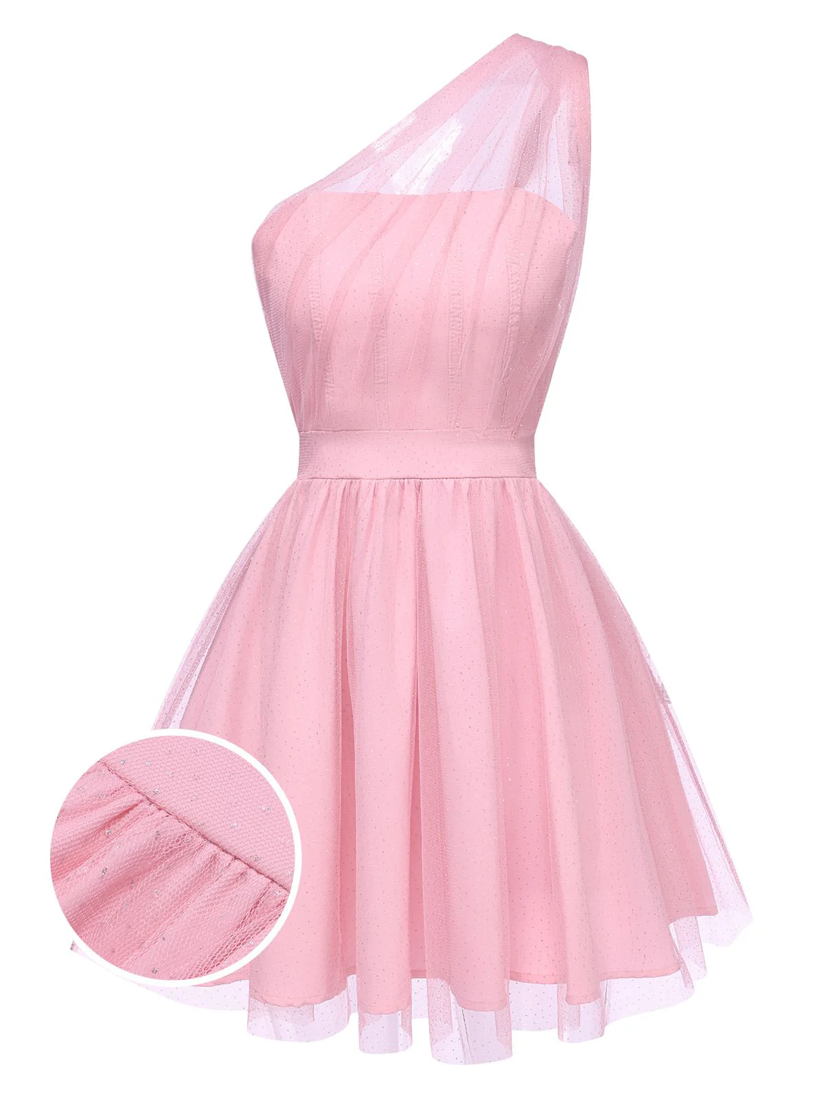 1960s Solid Mesh One Shoulder Dress - Image 4