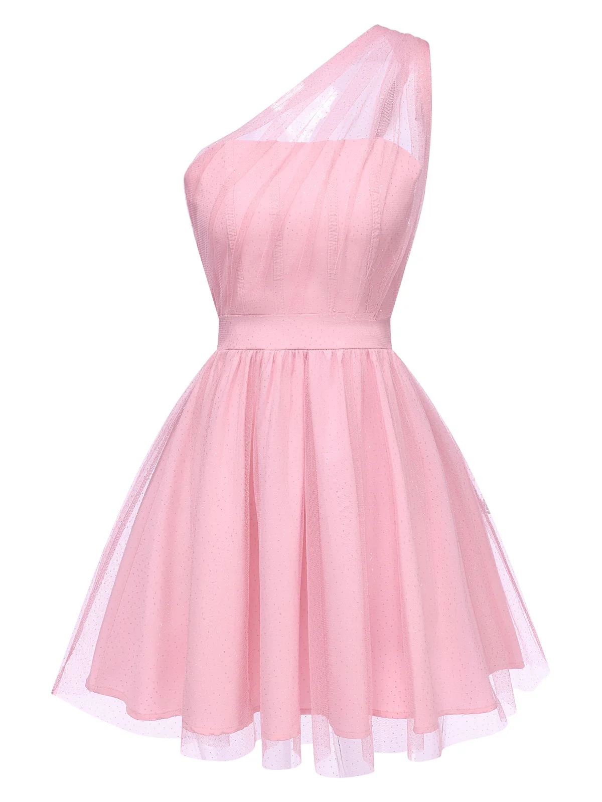 1960s Solid Mesh One Shoulder Dress - Image 5