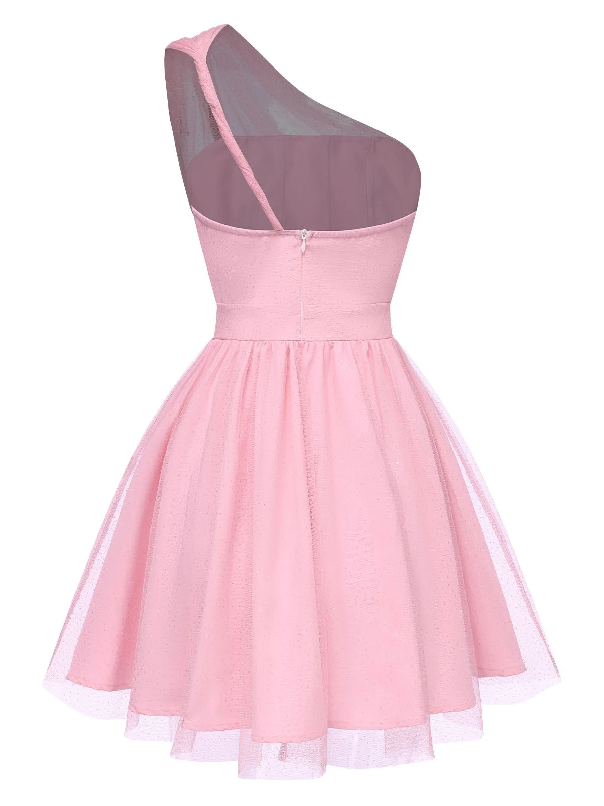 1960s Solid Mesh One Shoulder Dress - Image 6