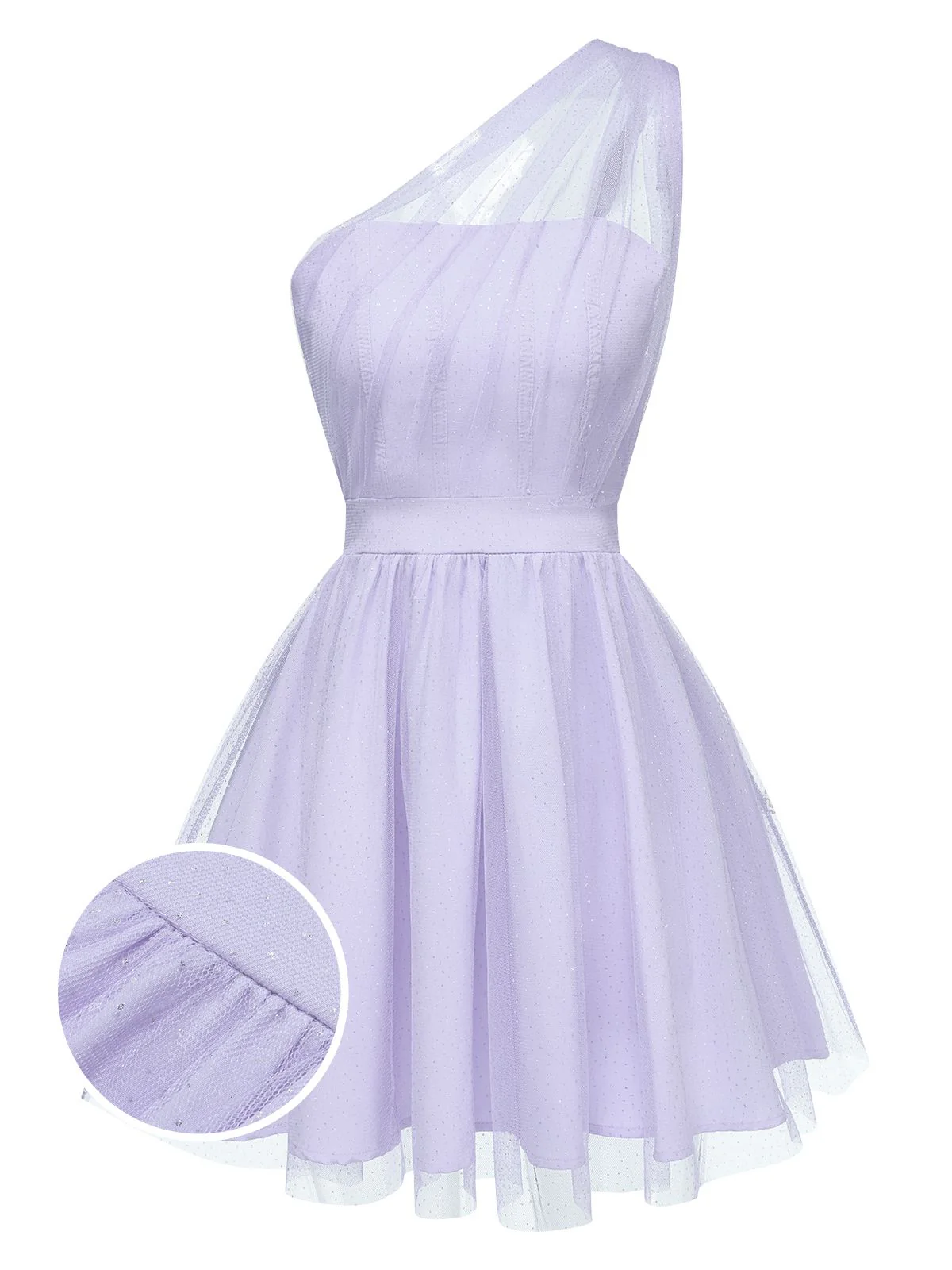 1960s Solid Mesh One Shoulder Dress - Image 7